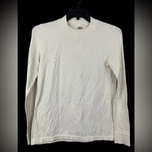 SPANX Winter White Mock Neck Textured Pullover - Fitted: Size: XL